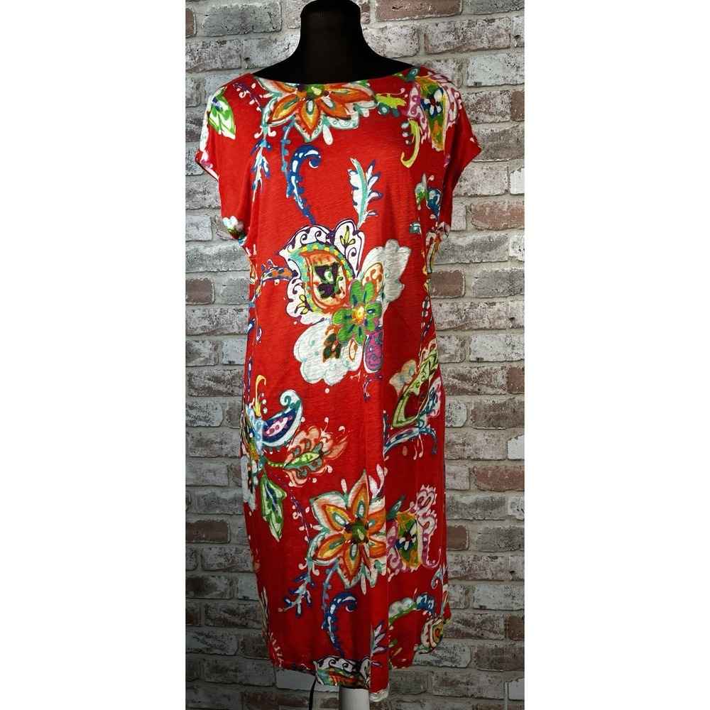 Lauren Ralph Lauren Women's Floral Print Midi Shift Dress Sz M‎ MSRP $123